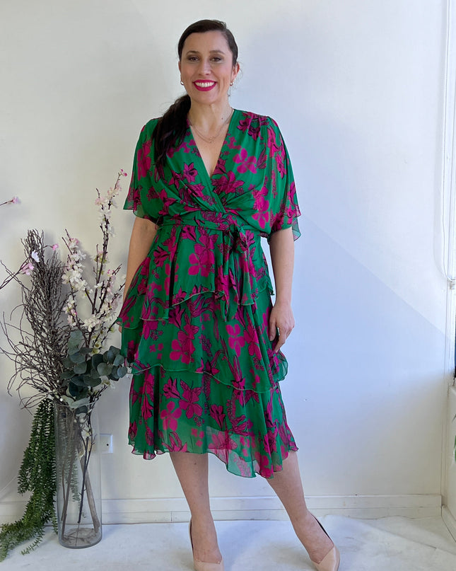 'Orchid Dreams' Green Dress Hire • Size 10/12