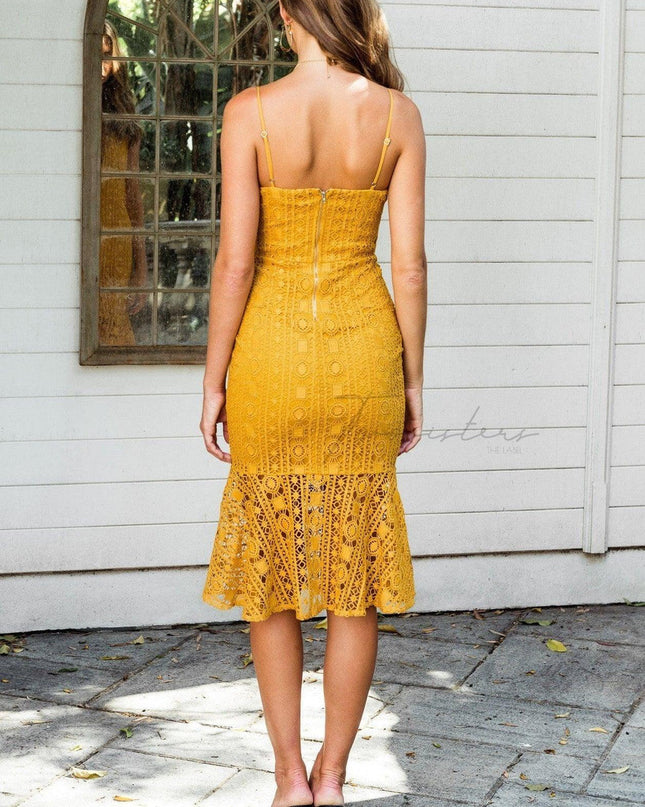 'Two Sisters' Mustard Dress Hire • Size 8/10