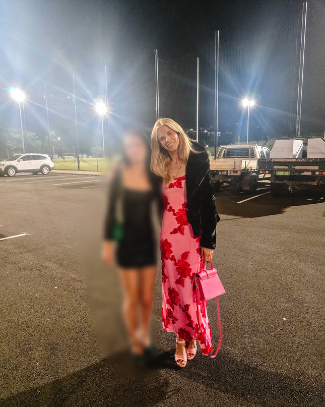 'Pink Floral' Dress Hire • Size 6/8