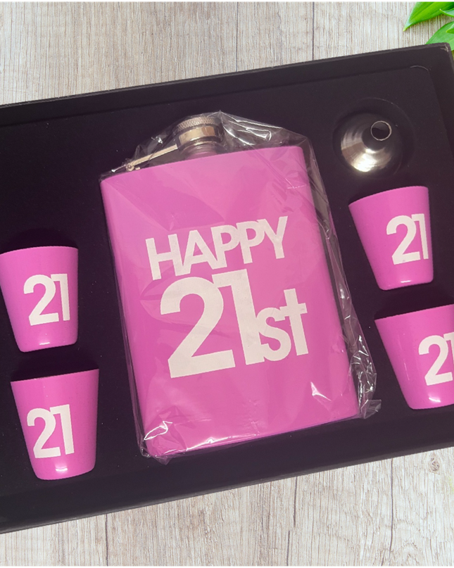 21st Birthday Flask/Shot Pack - gift add on