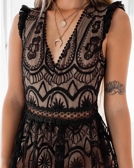 'Adele' Black Festival Dress Hire • Size 10/12