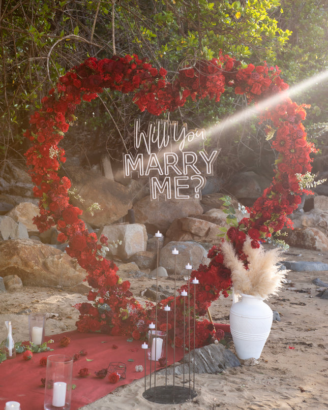 Red Rose Heart Backdrop Hire