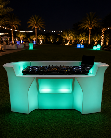 LED Glow Bar & Stool Bundle (3-Piece Modular Curved Bar + 2 Matching Stools)