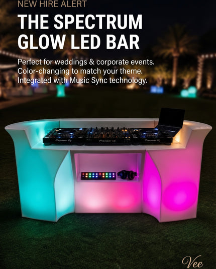 LED Glow Bar & Stool Bundle (3-Piece Modular Curved Bar + 2 Matching Stools)