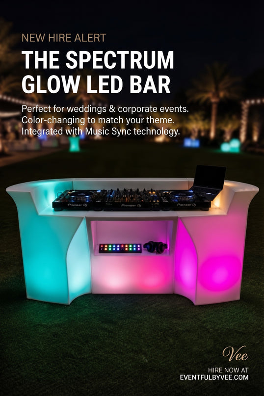 LED Glow Bar & Stool Bundle (3-Piece Modular Curved Bar + 2 Matching Stools)