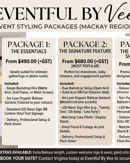 EVENTFUL BY VEE - EVENT STYLING & HIRE PACKAGES