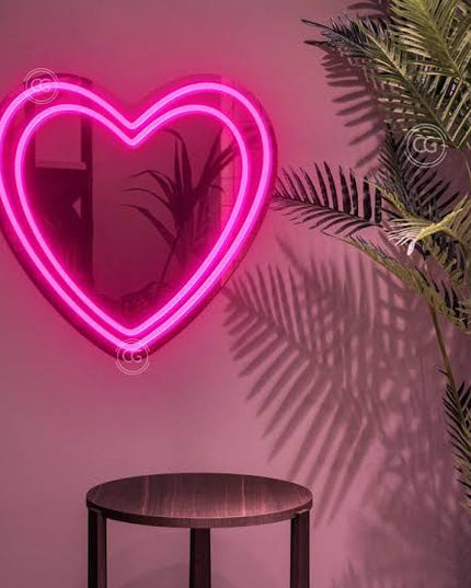 LED/Neon Mirror Heart Sign Hire