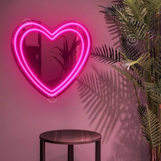 LED/Neon Mirror Heart Sign Hire