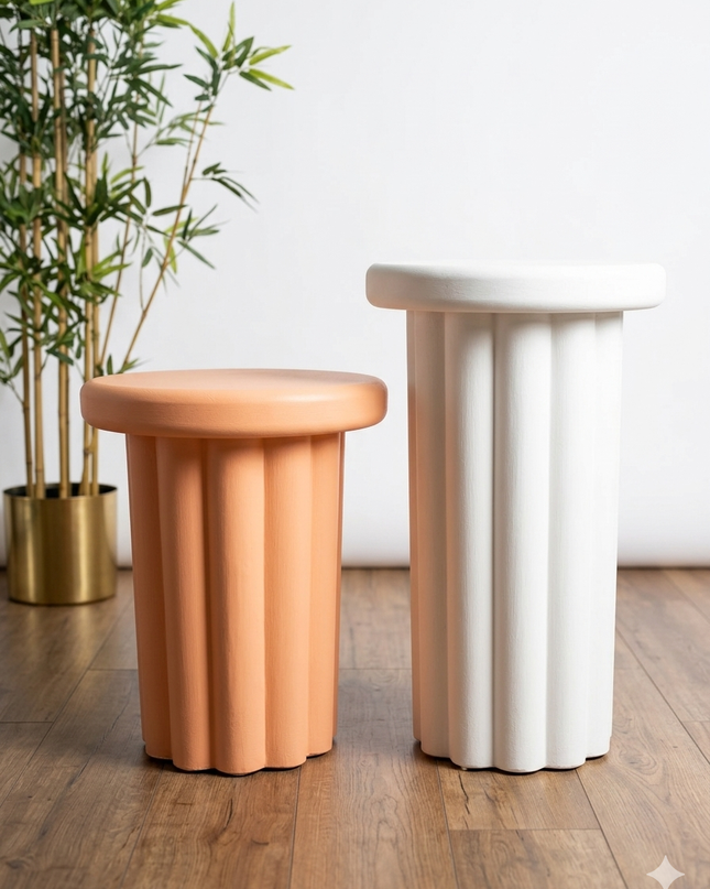 The Fluted Pedestal Collection – Peach & White