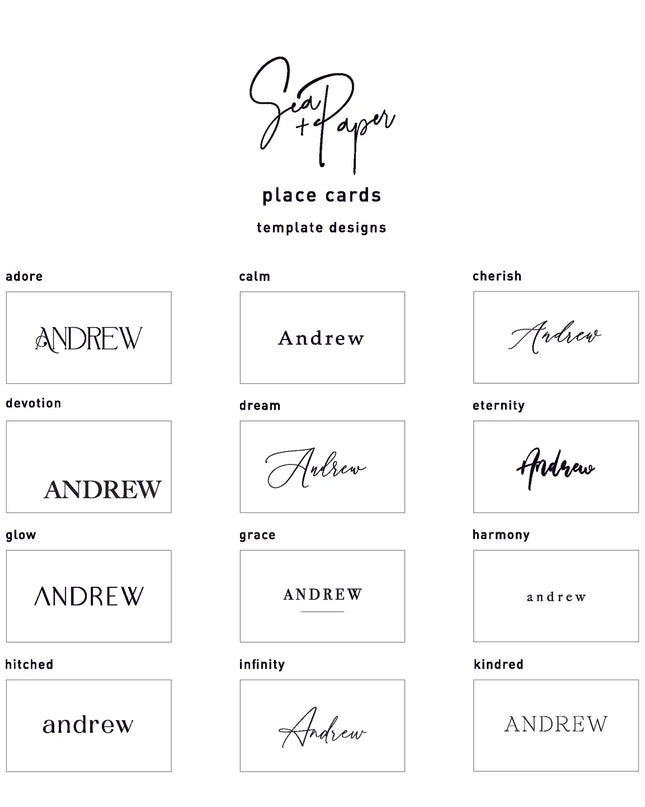 Name Name Cards - Variety of styles