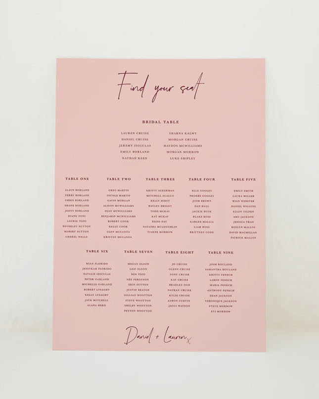 Seating/Guest Chart Signage