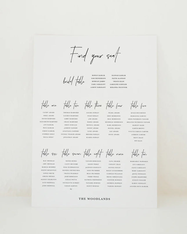 Seating/Guest Chart Signage