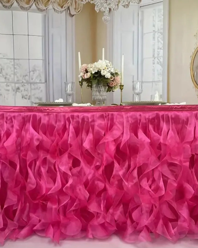 Chiffon Wavy Table Skirt Hire - Assorted Styles