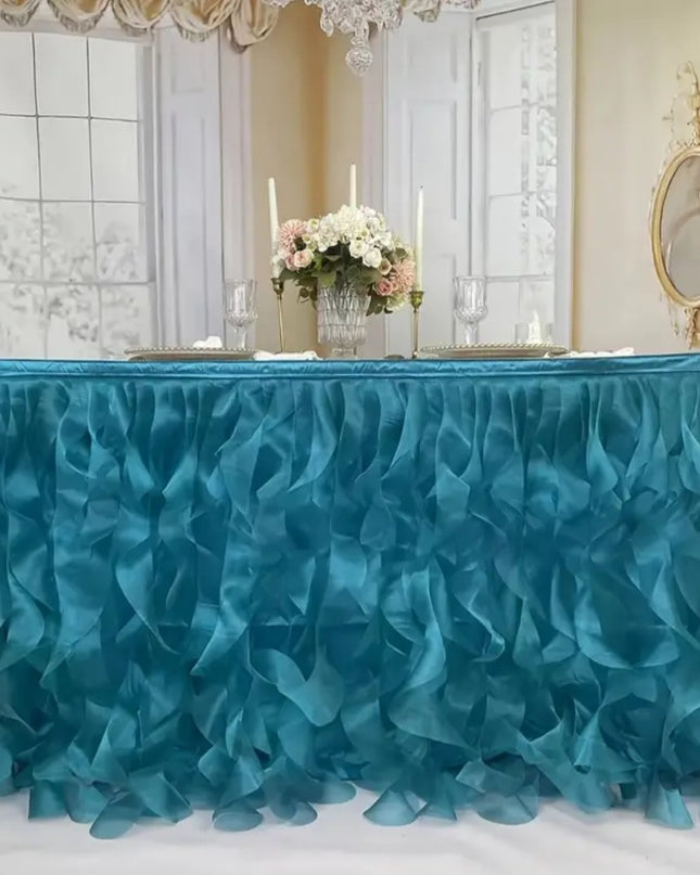 Chiffon Wavy Table Skirt Hire - Assorted Styles