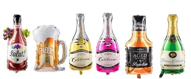 Assorted Champagne/Beer (Jumbo) Foil Balloon Range