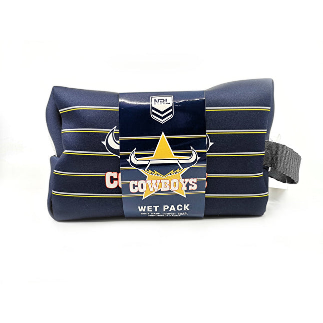 Nrl Toiletries Bag Gift Set Cowboys Body Wash Disposable Razor Loofa And Soap 150ml