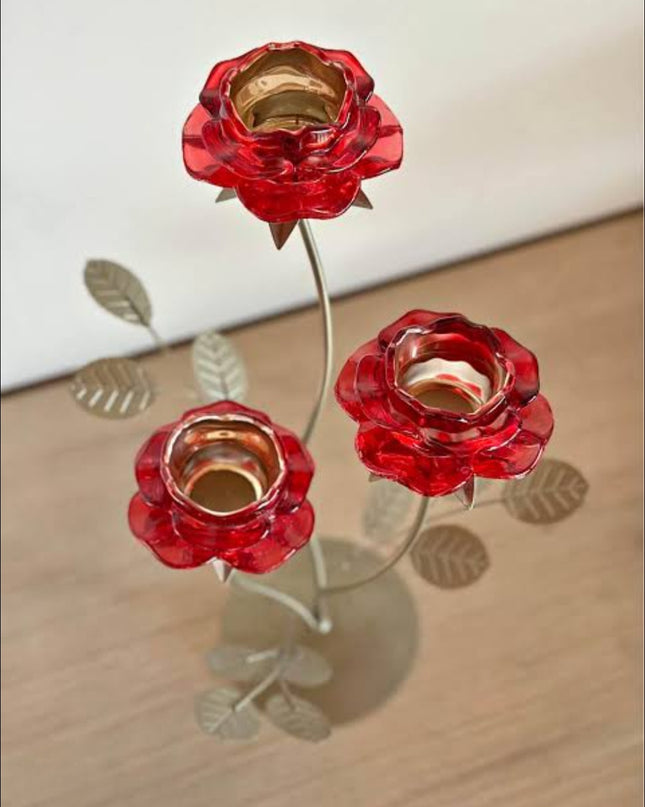 Table Decor Hire - Rose Candle Holders (x1)