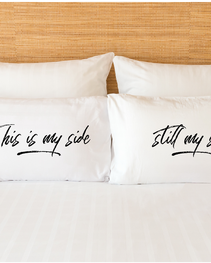 Couples Pillowcases Funny Bed Time Pillow Gift My Side Set