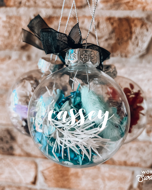 Custom floral filled Christmas bauble
