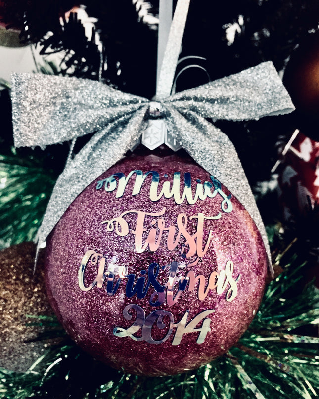 Custom glitter Christmas bauble